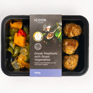 Greek meatballs with roast vegetables