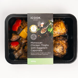 Moroccan chicken thighs with eggplant caponata