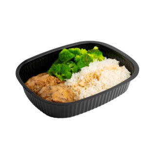Roast chicken with broccoli and rice